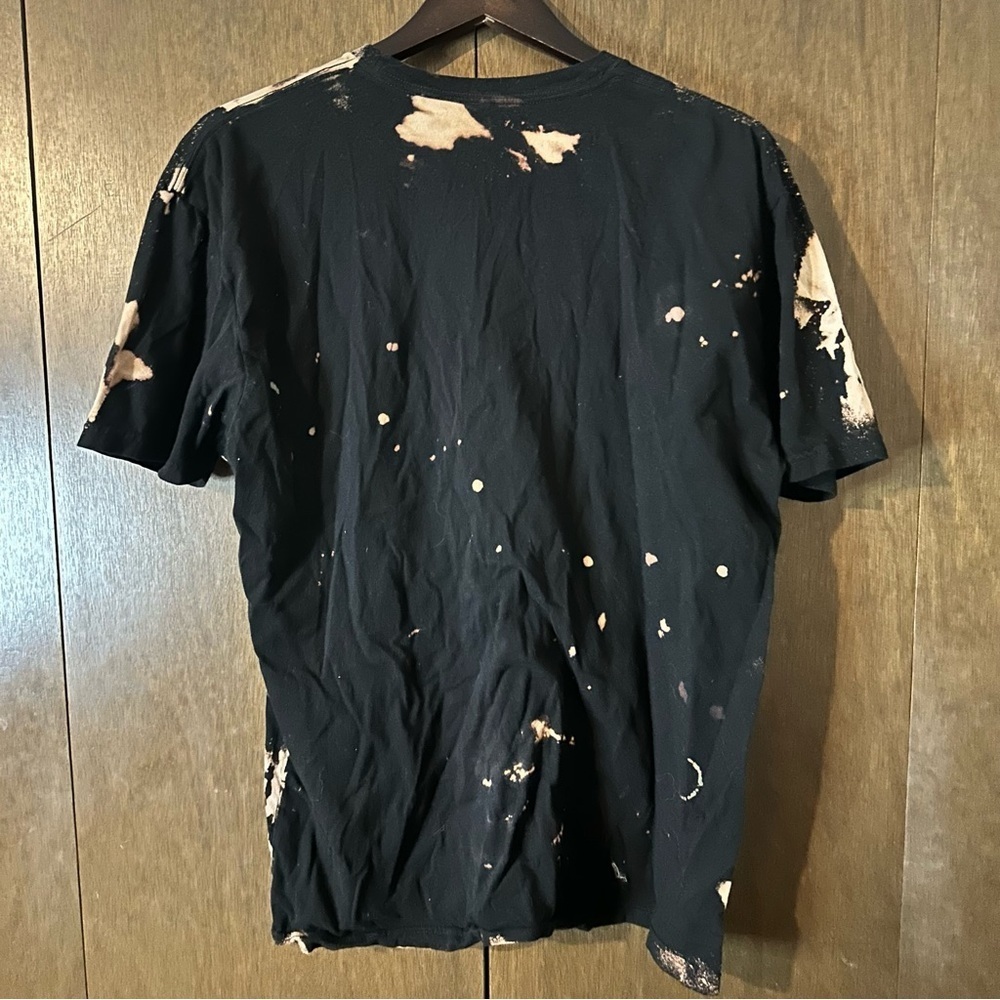 Black Bleached Tie Dye SS T-Shirt 100% Cotton Size XL Punk Distressed Emo Rock - Picture 4 of 7